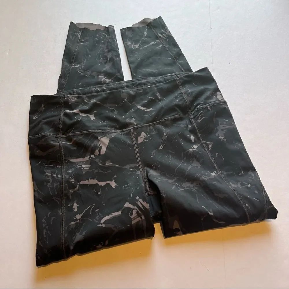 Athleta Tights Velocity Marble Black/Gray Size Small
